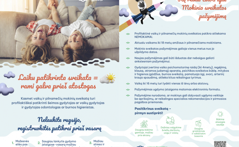 Dėl kasmetinės vaikų sveikatos patikros